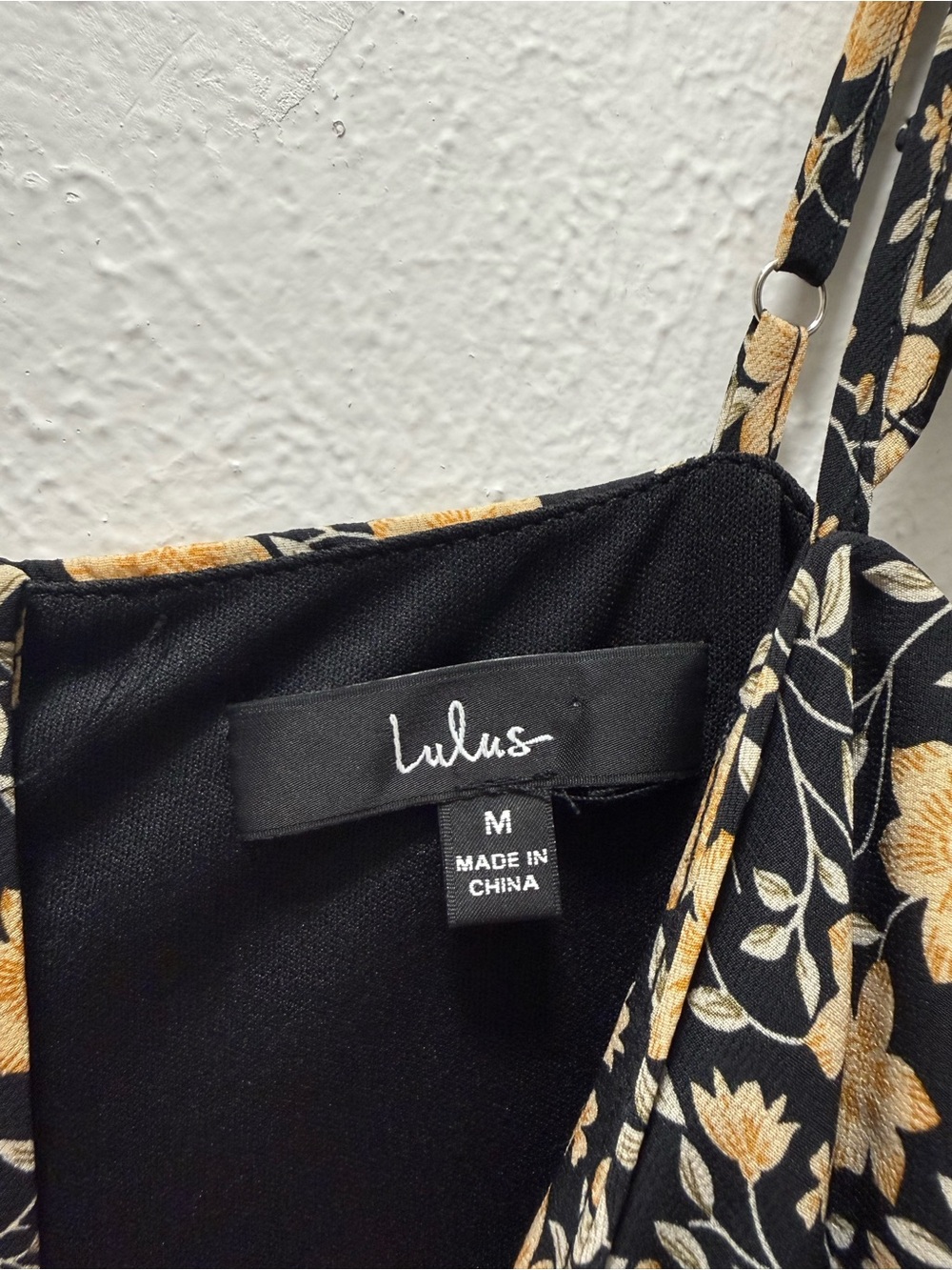 Lulu's Black Maxi Dress with Golden Yellow Floral Print and Tie Front - Picture 7 of 7